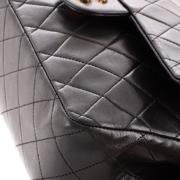 Chanel Vintage Classic Double Flap Bag Quilted Lambskin Medium Black - Picture 7 of 9
